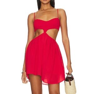 Indah Smocked Lucilla Mini Dress in Hibiscus